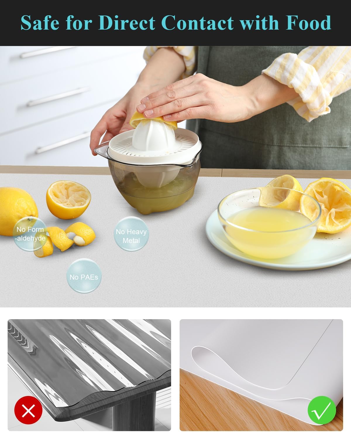 Pure White Plastic Table Cover Protector, 36" x 72" Waterproof Easy Flat PVC Desk Pad Mat, 1.5mm Thick Rectangle Vinyl Table Top Protector for Dining Room Table, Office, Dresser