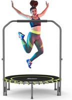 40" Fitness Trampoline with Adjustable Handle Bar Silent Mini Trampoline Bungee Rebounder Jumping Cardio Trainer Workout for Adults - Maximum Load 150 kg