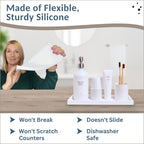 Countertop and Vanity Tray - 11.7" Silicone Bathroom Tray Countertop, Dish Soap Trays for Kitchen Counter, Bathroom Counter Organizer Accessories Caddy, Shower Trays Makeup Mat Oil, White