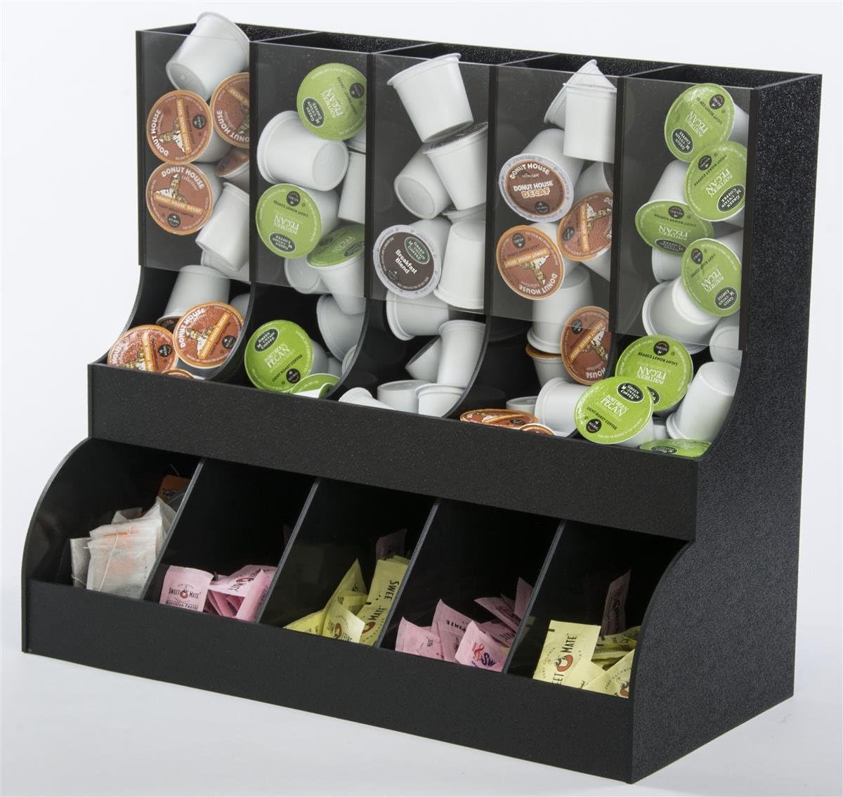 K-Cup Organizer and Dispenser, 10 Compartments, Holds 75+ K-Cups, Countertop, ABS Plastic (Black)