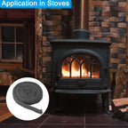 PATIKIL Wood Stove Gasket, 2Pcs 9/16" x 1/8" x 73" Flat Graphite Fiberglass High-Temperature Resistance Seal Rope for Stoves Fireplace Door, Black