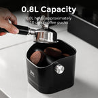 Bincoo Square Coffee Knock Box 0.8L – ABS Espresso Knock Bin with Non-Slip Base, Wide 4.6" Slanted Opening & Detachable Silicone Knock Bar for Easy Cleaning and Quiet Use(Black square)