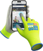 KAYGO Safety Work Gloves PU Coated for Men and Women- KG11P,12 Pairs,Seamless Knit Glove with Two Fingers Touchscreen,Ideal for General Duty Work (Green,M)