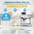 6 Pack Upgrade Water Filters Compatible with Breville BES880 Barista Touch, BES990 BES980 Oracle Touch and BES878 BES920 Bambino ClaroSwiss Sage Espresso coffee Machine, #BES008WHT0NUC1
