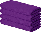 Artoid Mode 100% Cotton Purple Waffle Weave Kitchen Dish Cloths, 13x28 Inch Ultra Soft Absorbent Quick Drying Kitchen Dish Towels Set of 4