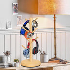 Mug Holder Tree,New Upgraded 360° Rotated 8 Hooks Coffee Cup Holder for Counter,Wood Coffee Mug Rack Standing for Coffe e Bar Accessories and Kitchen Home Organizer(Natural)