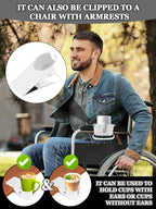 3PCS Drinking Cup Holder Clip Kalolary Chair Desk Bottle Cup Stand DIY Glass Clamp Storage Saucer Clip with Groove for Potted Plant Beverage Coffee Mug Holder Clip for Home & Office (White)