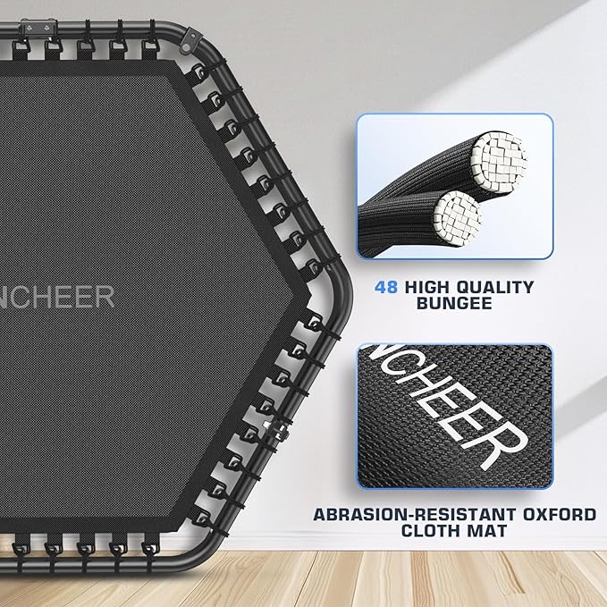 ANCHEER 50" Rebounder Trampoline for Adults- 2025 Foldable Mini Trampoline with Bar- Exercise Trampoline for Adults, Max Load 450lbs/550lbs, for Indoor/Garden Workout