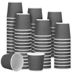 Yaomiao 200 Pcs 4 oz Disposable Espresso Coffee Cups Ripple Corrugated Paper Insulated Hot Cups for Party Cold Drinks Hot Beverage Tea(Gray)