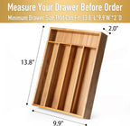 Silverware Organizer Kitchen Drawer Organizer Utensil Organizer Acacia Silverware Holder Cutlery Organizer in Drawer Flatware Organizer Tray(5 slots, Acacia