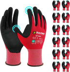 Safety Work Gloves MicroFoam Nitrile Coated-12 Pairs Pack,Red Seamless Knit Nylon Glove with Black Micro-Foam Nitrile Grip,Ideal for General Purpose,Automotive,Home Improvement,Painting(Extra Large)
