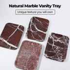 Marble Vanity Tray, 11.8in Stone Bathroom Tray for Countertop, Red Decorative Tray for Dresser Organizer, Luxury Serving Tray for Kitchen, Storage Dish for Kitchen Sink, Perfume, Jewelry Holder
