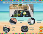 Gettin Freaky at The Tiki Sign with Flying Parrot, Palm Tree and Cocktail Tiki Bar Mats for Countertop 18 x 12in, Coffee Station Mat and Coffee Bar Mat, Aloha, Hawaiian and Luau Party Decorations