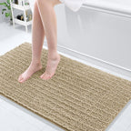 Arotive Luxury Chenille Bathroom Rug Mat, Extra Soft Thick Absorbent Shaggy Bath Rugs, Non-Slip Machine Wash Dry, Plush Bath Mats for Bathroom, Shower and Tub, 54x24, Beige