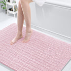Arotive Luxury Chenille Bathroom Rug Mat, Extra Soft Thick Absorbent Shaggy Bath Rugs, Non-Slip Machine Wash Dry, Plush Bath Mats for Bathroom, Shower and Tub, 59x35, Pink