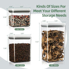 Food Airtight Containers storage with Lids 3 Pack (1800ml + 1200ml + 500ml) One Button Open/POP UP/Kitchen Storage Organization for Coffee Tea Brown Sugar Cereals