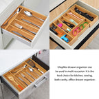 Utoplike Bamboo Cutlery Tray Silverware, Drawer Dividers for Kitchen Utensils, Flatware Tray Drawer Insert for knives, Gadgets and Garage Tools, Office Supplies