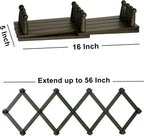 Dseap Accordion Wall Hanger:16'' High Wooden Wall Expandable Coat Rack,Hat Rack Holder,Accordion Hook for Baseball Caps,Coats,13 Peg Hooks,Dark Walnut