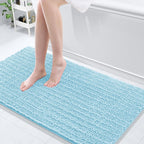 Arotive Luxury Chenille Bathroom Rug Mat, Extra Soft Thick Absorbent Shaggy Bath Rugs, Non-Slip Machine Wash Dry, Plush Bath Mats for Bathroom, Shower and Tub, 54x24, Blue