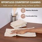 Native Fab Beige Gingham Kitchen Dish Towels 4 Pack 16"x26" - 100% Cotton Absorbent Plaid Tea Towels, Dish Cloths for Quick Drying, Reusable Dishcloth Set, Beige White