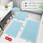 Arotive Luxury Chenille Bathroom Rug Mat, Extra Soft Thick Absorbent Shaggy Bath Rugs, Non-Slip Machine Wash Dry, Plush Bath Mats for Bathroom, Shower and Tub, 47x24, Blue