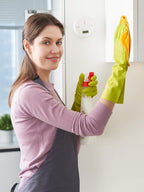 LANON 3 Pairs wahoo Skin-Friendly Cleaning Gloves, Dishwashing Kitchen Gloves with Cotton Flocked Liner, Reusable, Non-Slip, Bud Tender, Small