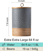 Large Food Storage Jar Coffee Container with Lids, Ceramic Coffee Canister for Sugar Spice Cookie Ground Coffee - Kitchen Pantry, Housewarming Weeding Gift - Gray & 64 fl.oz