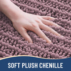 Arotive Luxury Chenille Bathroom Rug Mat, Extra Soft Thick Absorbent Shaggy Bath Rugs, Non-Slip Machine Wash Dry, Plush Bath Mats for Bathroom, Shower and Tub, 30x20, Deep Plum