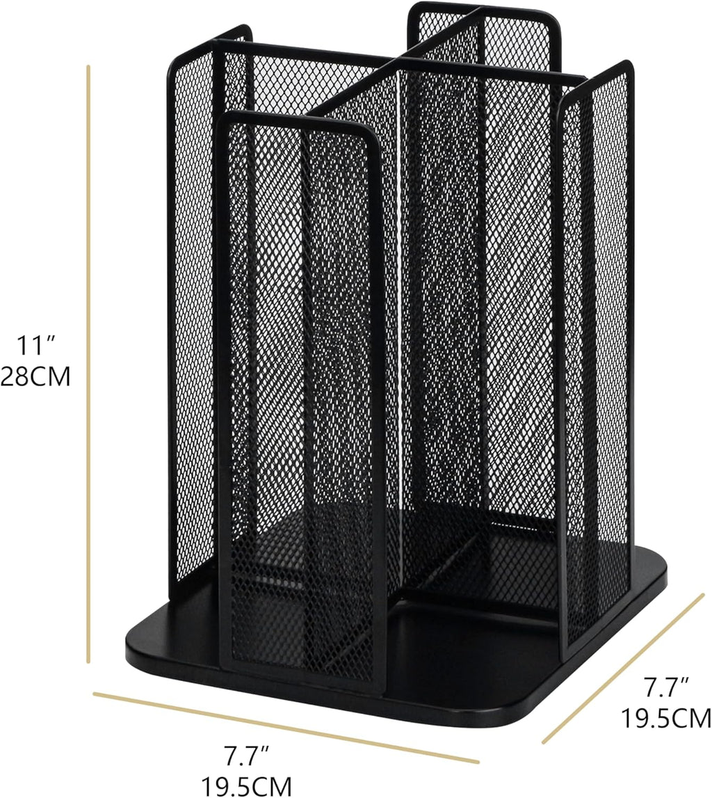 Annova Paper/Plastic Cup and Lid Holder Plastic Storage Organizer, 360°Rotating Coffee Mup Dispenser with 4 Compartments, Multifunctional Storage Rack for Home, Office, Bar, Coffee Shop (Black)