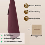 Native Fab Waffle 12 Pack Dish Cloths - 100% Cotton, Absorbent, Quick Dry, Washable Towels for Cleaning, Cooking & Drying Dishes - Perfect for Home, Restaurants, Bars, Cafes - 12"x12" - Burgundy