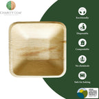 Charity Leaf Disposable Palm Leaf 4" Square Bowl (50 pcs) Dipping Bowls | Bamboo Like| All Natural and Biodegradable | Charcuterie Boards, BBQs, and Parties