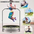40" Fitness Trampoline with Adjustable Handle Bar Silent Mini Trampoline Bungee Rebounder Jumping Cardio Trainer Workout for Adults - Maximum Load 150 kg