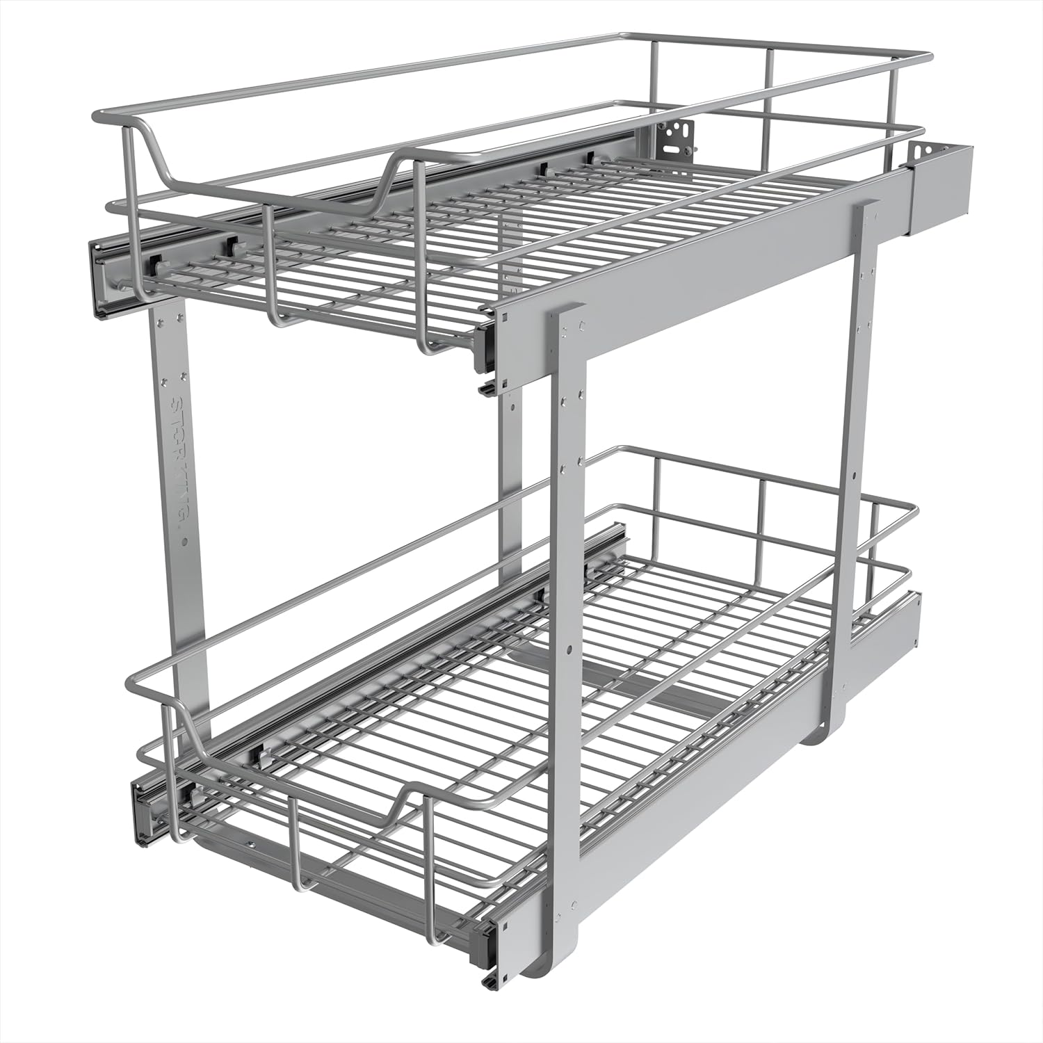 2 Tier Pull Out Cabinet Organizer 11" W X 22" D, Slide Out Drawers For Kitchen Cabinets, Pull Out Drawers For Cabinets Capacity Heavy Duty Caddy, Cabinet Pullout Shelves Chrome-Plated, Bathroom Pantry