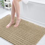 Arotive Luxury Chenille Bathroom Rug Mat, Extra Soft Thick Absorbent Shaggy Bath Rugs, Non-Slip Machine Wash Dry, Plush Bath Mats for Bathroom, Shower and Tub, 50x30, Beige