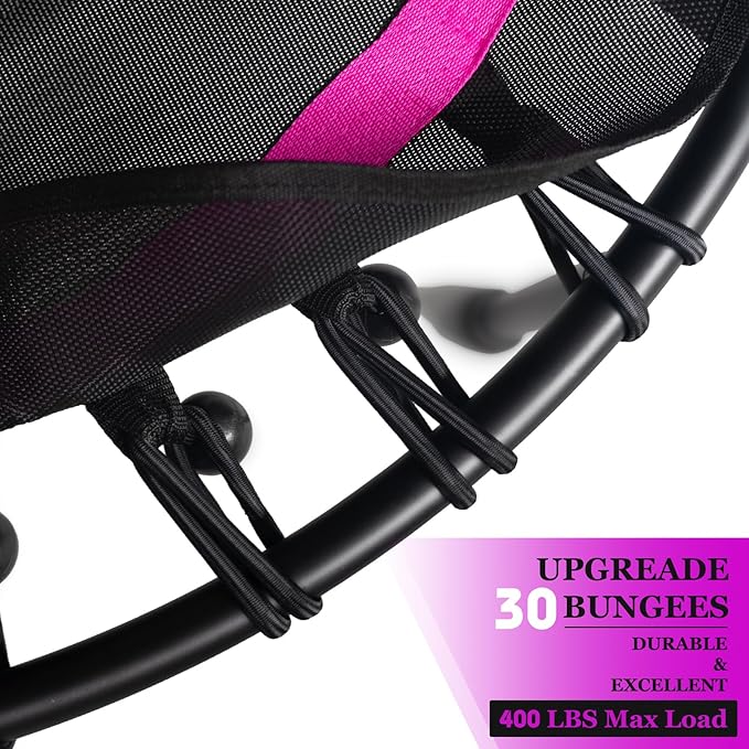 DARCHEN 400LBS Rebounder Trampoline for Adults, Indoor Mini Trampoline Silent Fitness Trampoline Small Bungee Rebounder Jumping Cardio Trainer Workout Exercise Workout with Handrail Bar [40 Inch]