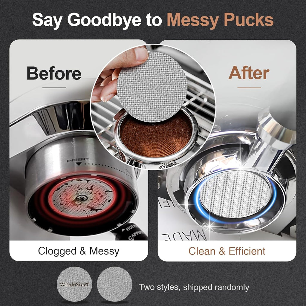 54mm Bottomless Portafilter & Puck Screen, 3-Ear Stainless Head, Compatible with Breville Barista Pro, Bambino Plus, Barista Express Impress, Infuser, Barista Touch, Duo-Temp Pro & Bambino