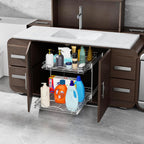 HOLDN’ STORAGE Two Tier Pull Out Cabinet Organizer, Individual Sliding Drawers - Heavy Duty Metal with Lifetime Limited Warranty - Anti Rust Chrome Finish - 8.5" W x 21”D x 16.5" H