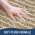 Arotive Luxury Chenille Bathroom Rug Mat, Extra Soft Thick Absorbent Shaggy Bath Rugs, Non-Slip Machine Wash Dry, Plush Bath Mats for Bathroom, Shower and Tub, 44x32, Beige