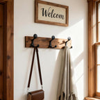 SKOLOO 17-Inch Wood Coat Rack Wall Mount with 3 Triple Hooks - Ideal for Family Entrances, Classrooms, and Pet Supplies Storage - Perfect Coat Hooks for Wall,Charred Golden Brown