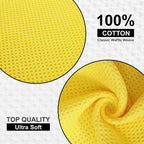 Kitinjoy 100% Cotton Kitchen Dish Cloths, 6 Pack Waffle Weave Ultra Soft Absorbent Dish Towels for Drying Dishes Quick Drying Kitchen Towels Dish Rags, 12 X 12 Inches, Yellow