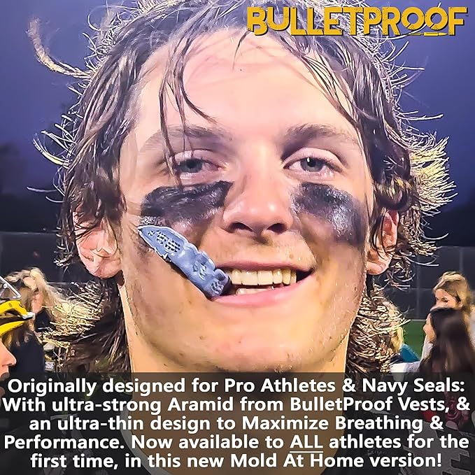 Bulletproof: World’s Thinnest Most Breathable Mouthguard is 3X Stronger! Football MMA Hockey Rugby Basketball BJJ Lacrosse Boxing Sports Mouth Guard Grinding Teeth. Men Women Adult Youth Kids Braces