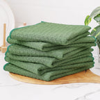 Homaxy Microfiber Waffle Weave Kitchen Towels, 16 x 28 Inch Ultra Absorbent and Solid Color Dish Towels, 4 Pack, Grass Green
