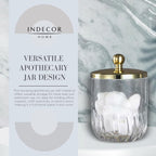 Glass Jar with Metal Lid for Bathroom Organization, Clear Apothecary Jar for Cotton Balls, Q Tips, and Small Accessories, Stylish Bathroom Storage Container Nickel