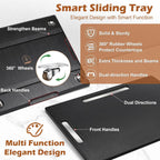 Joy&Grace Appliance Slider for Kitchen Appliances 360° Rolling Sliding Tray for Coffee Maker Countertop, Bamboo Coffee Pot Slider Rolling Tray with Universal Rollers (Black, Large 16"x13")