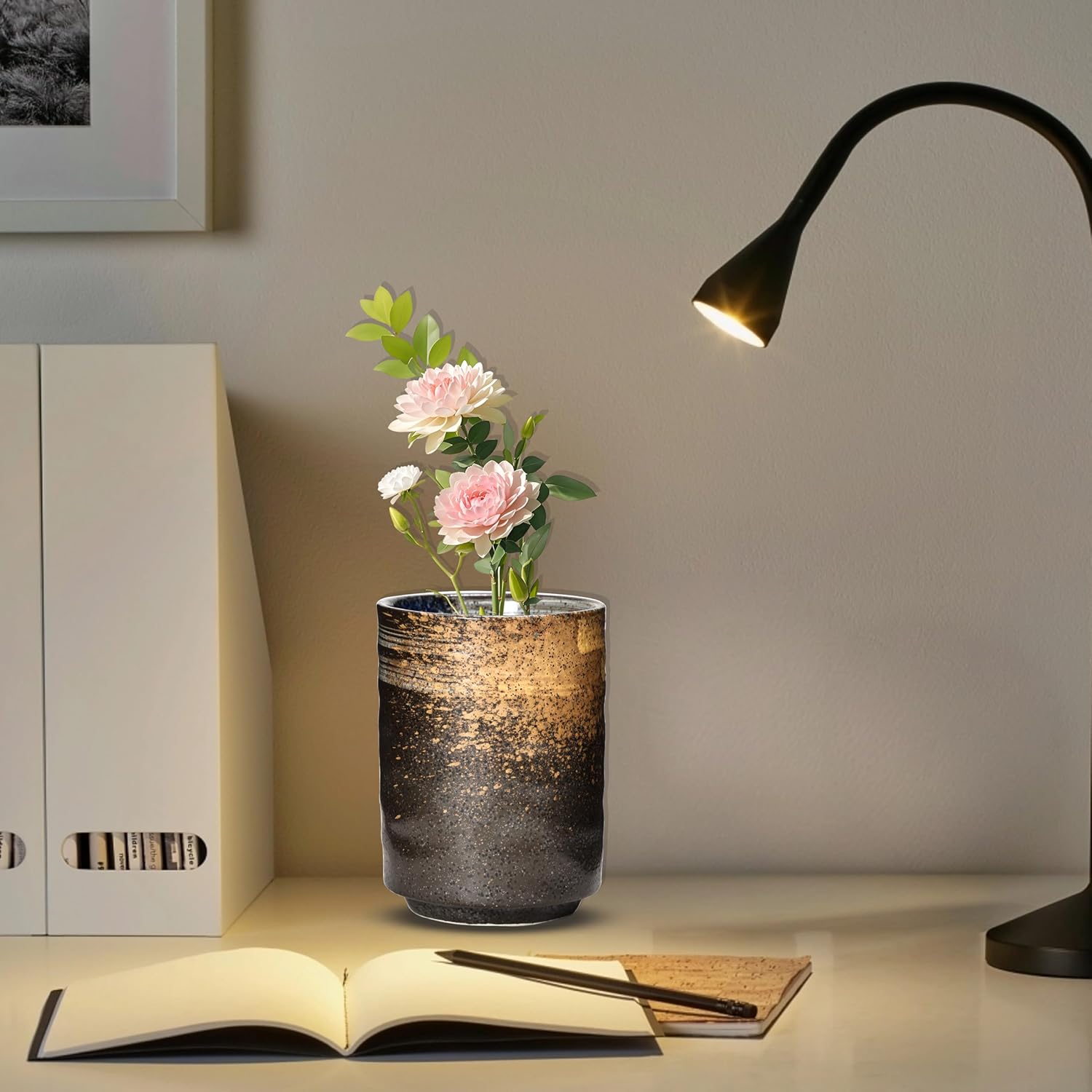 Ceramic Spoon Holder for Coffee Bar, Upright Tea Spoon Holder Cup, Coffee Stirrers Straws Stir Stick Holder, White