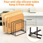 Cutting Board Organizer, Kitchen Cabinet Organizer, Divided Rack with 5 Slots for Baking Trays, Cutting Boards - Cookie sheet Organizer Inside Cabinet, Baking Sheets Holder (large)