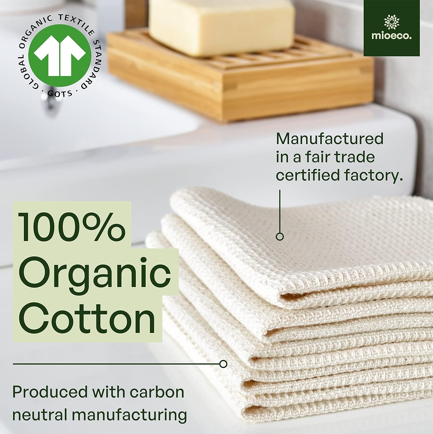 10 Pack Kitchen Paper Towels Washable - Super Absorbent Natural Paper Towels - Natural Cotton - Reusable, Paperless Kitchen Dish Cloths - 100% Organic