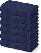 Homaxy Microfiber Waffle Weave Kitchen Towels, 16 x 28 Inch Ultra Absorbent and Solid Color Dish Towels, 6 Pack, Navy Blue