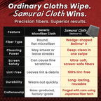 BELLEMOND「Samurai Cloth」Japanese Microfiber Cleaning Cloth | Washable, Reusable, Lint Free Cloth for Phones, Laptops, Lenses, Screens & Electronics | Made in Japan | Small
