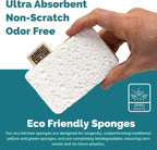 Jungle Culture Eco Sponge Set of 4 • Eco Friendly Natural Dishwashing Sponges • Non-Scratch, Biodegradable & Durable • Double Sided Loofah Kitchen Scourer • Compostable & Reusable Washing Up Sponges